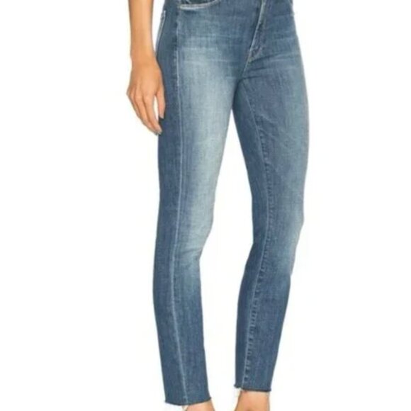 Mother High Waisted Looker Ankle Fray Jeans in Jumping Off Swings Size 25 - Picture 14 of 15